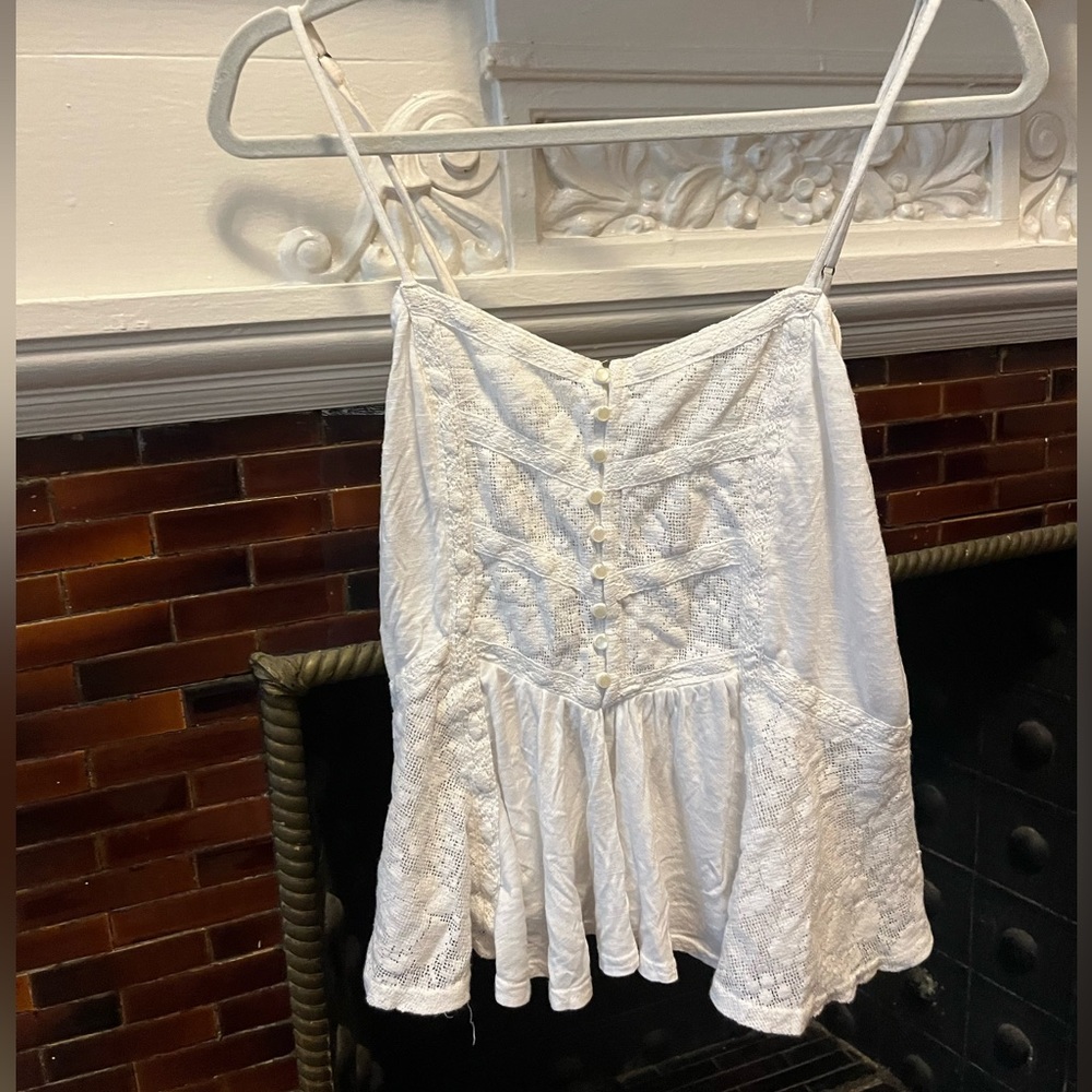 Ralph Lauren white flowy button down tank